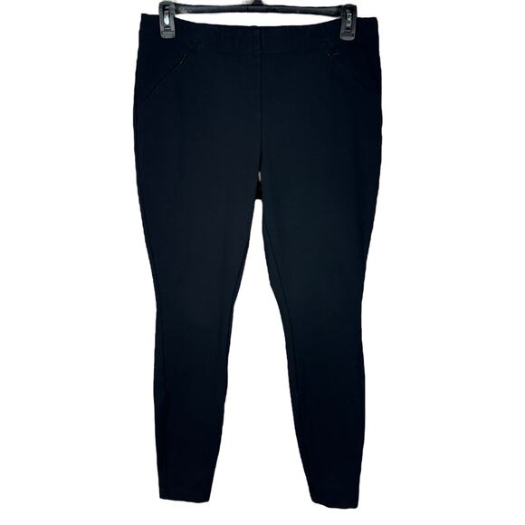 J. Jill Medium Ponte Leggings Pants Zip Pockets Pull-On Flat Front Stretch Black - Picture 1 of 8